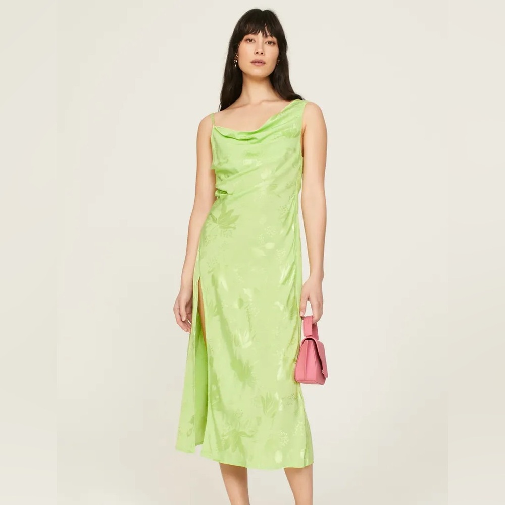 For Love And Lemons Ilana Cowl Neck Slip Midi Dress